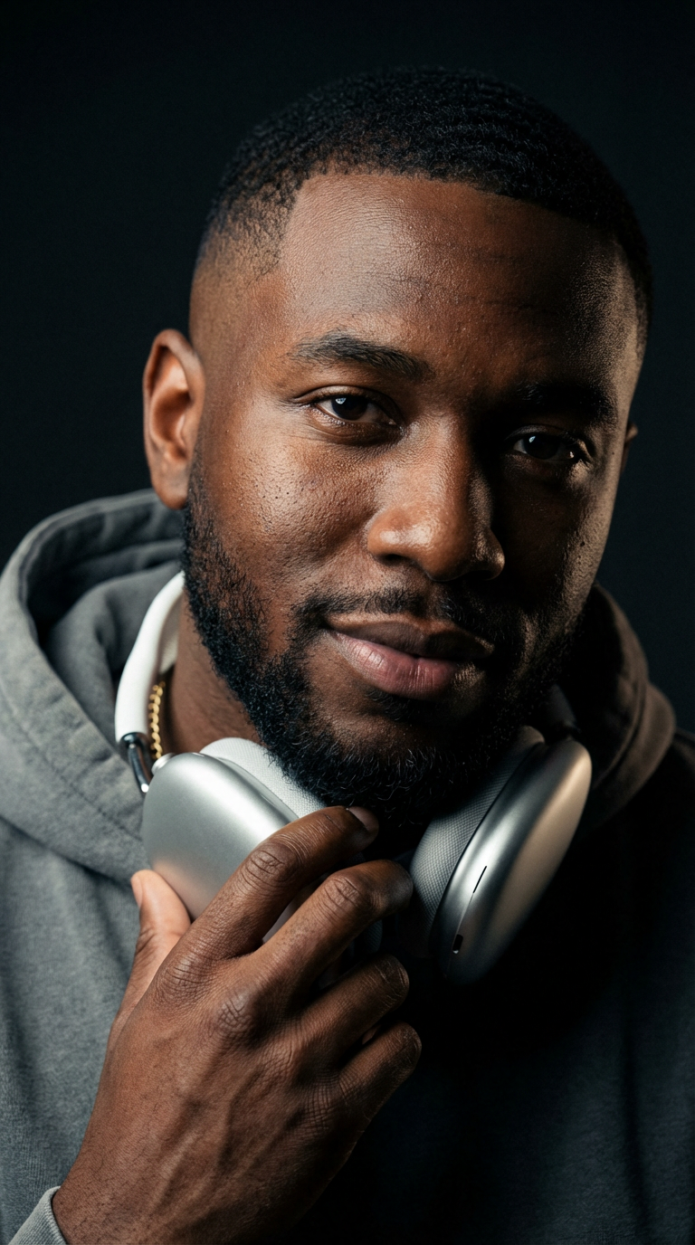 Contenu UGC Marcus - avatar IA avec AirPods Max